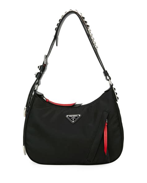 prada black shoulder bag fabric|Prada nylon shoulder bag black.